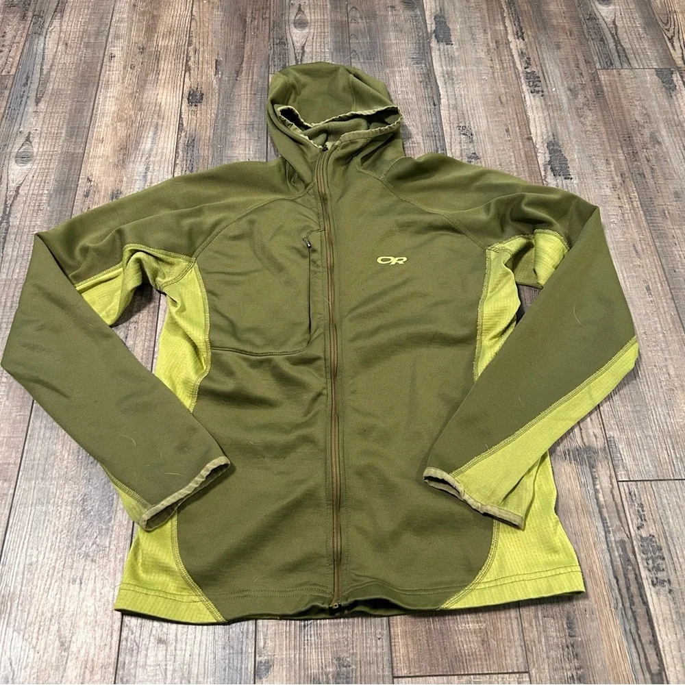 Outdoor Research Men’s Green Radiant Hybrid Full Zip Hoodie Size S‎ Soft Shell